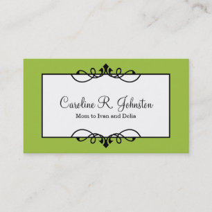 Carte D'appel Jade green border classique cadre personnalisé car