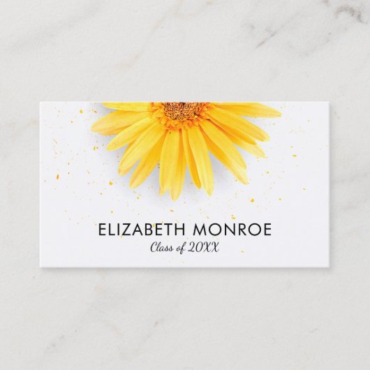 Carte D'appel Jaune Daisies Diplômé QR Code (Devant)