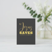 Carte D'appel Jesus Saves Yellow Gold Parties scintillant (Debout devant)