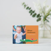 Carte D'appel Joli dessin vert Alligator photo Jeu de l'enfant D (Debout devant)
