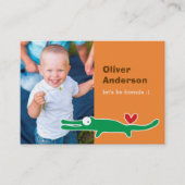 Carte D'appel Joli dessin vert Alligator photo Jeu de l'enfant D (Devant)