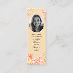 Carte D'appel Joli marque-page de deuil mini avec photo de fleur