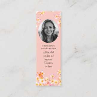 Carte D'appel Joli marque-page de deuil mini avec photo de fleur
