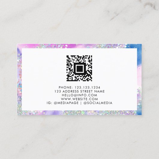 Carte D'appel Jolie aquarelle Holographe Parties scintillant ong (Dos)