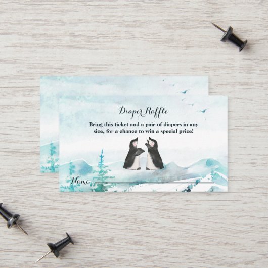 Carte D'appel Jolie nageoire de neige Penguin (Devant/Arrière en situation)
