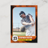 Carte D'appel Joueur de baseball Black Orange (Devant)