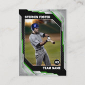 Carte D'appel Joueur de baseball sur mesure Green Baseball Card (Devant)