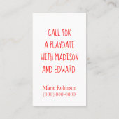 Carte D'appel Joueur de canard cuit (Dos)