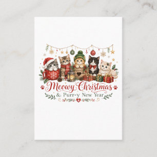 Carte D'appel Joyeux Noël miaou et Bonne Année ronron