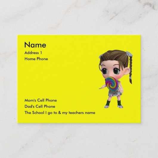 Carte D'appel Juste pour des enfants (Devant)