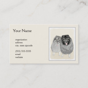 Carte D'appel Keeshond Maman et Son Peinture - Art Chien origina