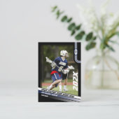 Carte D'appel Lacrosse Player Trading Card en bleu noir (Debout devant)