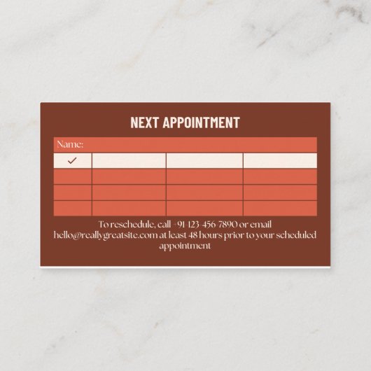 Carte D'appel Lash Appointment Reminder Card Editable (Dos)