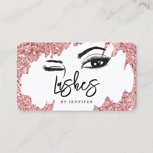 Carte D'appel Lashes Eyes and Brows Rose Gold Parties scintillan (Devant)