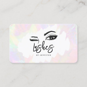 Carte D'appel Lashes Eyes Brows Rose Holographique Pastel unique