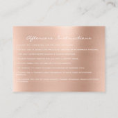 Carte D'appel Lashes Prolongation Instructions Après Soins Spark (Dos)