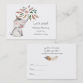 Carte D'appel L'éléphant d'aquarelle de Boho fleurit maman (Devant / Derrière)