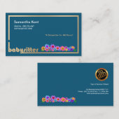 Carte D'appel Les belles fleurs sur l'or encadre la babysitter (Devant / Derrière)