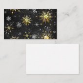 Carte D'appel Les flocons dorés de Noël sur l'Arrière - plan noi (Devant / Derrière)