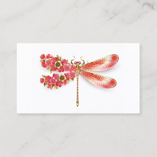 Carte D'appel libellule de fleurs avec sakura de bijoux (Devant)