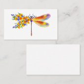 Carte D'appel libellule de fleurs jaunes (Devant / Derrière)