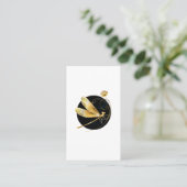 Carte D'appel libellule d'or en cercle noir (Debout devant)