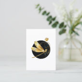 Carte D'appel libellule d'or en cercle noir (Debout devant)