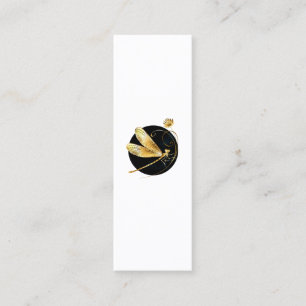 Carte D'appel libellule d'or en cercle noir