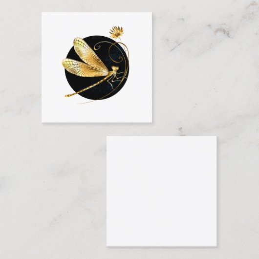 Carte D'appel libellule d'or en cercle noir (Devant / Derrière)