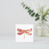 Carte D'appel Libellule fleur avec sakura bijou (Debout devant)