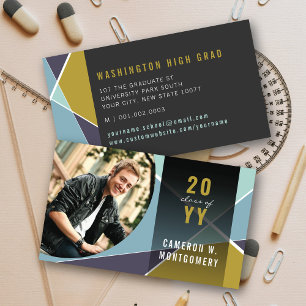 Carte D'appel Lignes Géométriques Stylées Bleues Photo de Diplôm