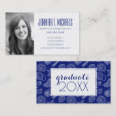 Carte D'appel L'obtention du diplôme | Shell bleu lumineux de (Devant / Derrière)