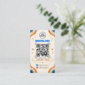 Carte D'appel Logo de code QR de paiement numérique rétro boho o (Debout devant)