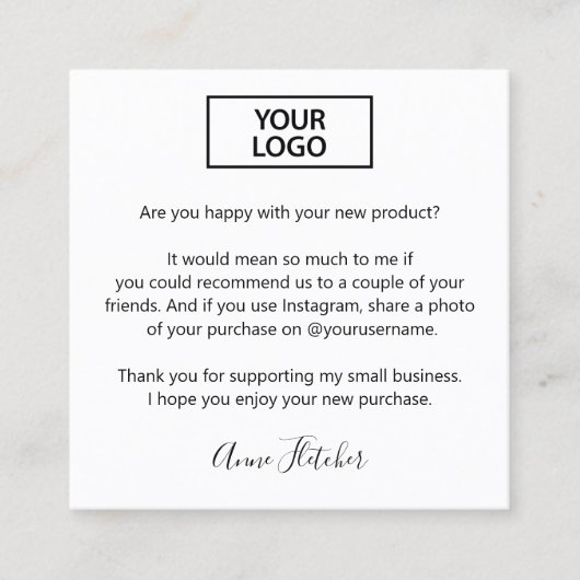 Carte D'appel Logo de fidélité client et référence (Devant)