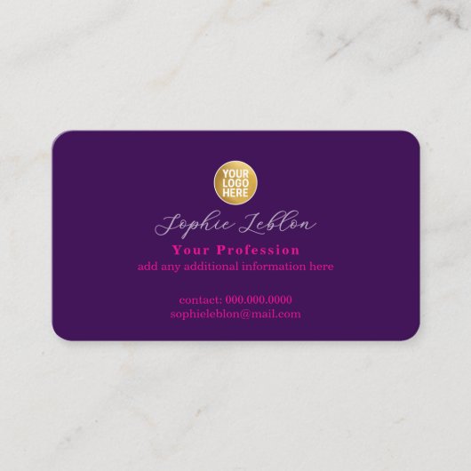 Carte D'appel Logo de marque commerciale violet (Devant)