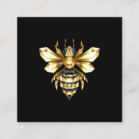 Carte D'appel Logo Faux Gold Foil Bee Polygonal sur Noir (Devant)
