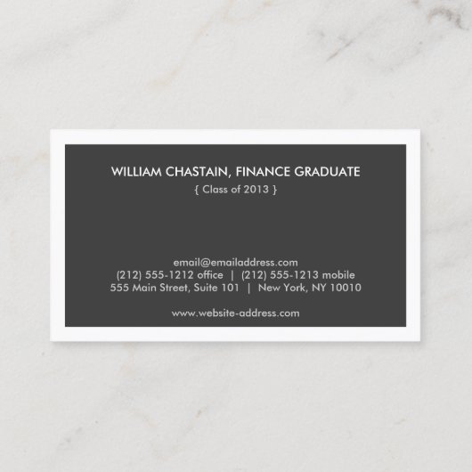 Carte D'appel LOGO INITIAL pour ÉTUDIANTS/UNIVERSITÉ (Noir) (Dos)