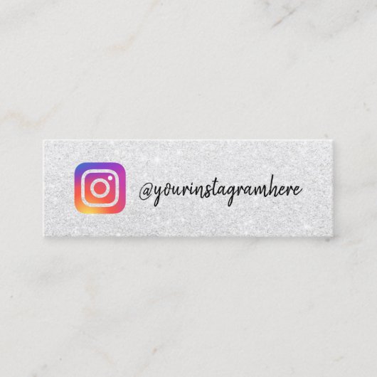 Carte D'appel Logo Instagram parties scintillant argent script d (Devant)