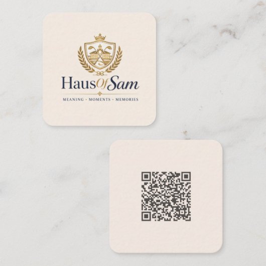Carte D'appel Logo personnalisable et code QR Soft Warm Ivory (Devant / Derrière)