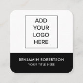 Carte D'appel Logo personnalisé noir blanc Code QR moderne simpl (Devant)