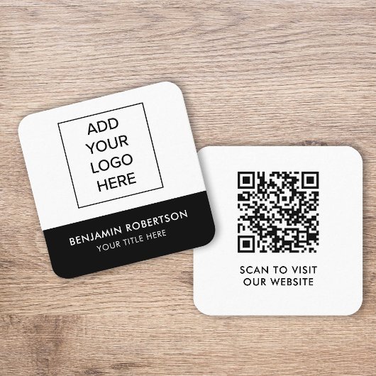Carte D'appel Logo personnalisé noir blanc Code QR moderne simpl