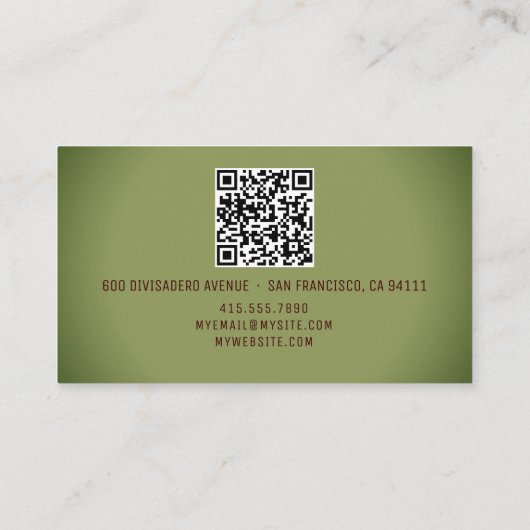 Carte D'appel Logo professionnel de QR Code Spotlight Green Name (Dos)