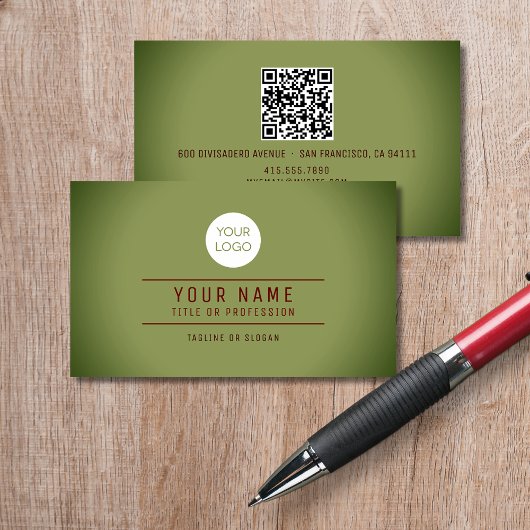 Carte D'appel Logo professionnel de QR Code Spotlight Green Name