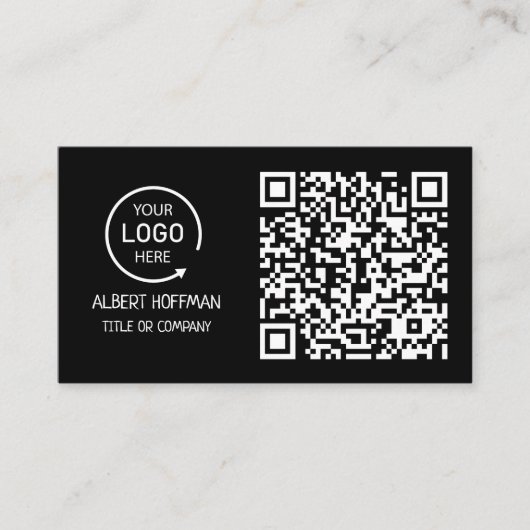 Carte D'appel Logo professionnel du code QR | Noir moderne profe (Devant)