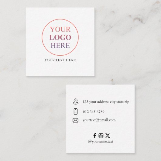 Carte D'appel Logo promotionnel personnalisé - Pas de commande m (Devant / Derrière)