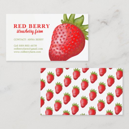 Carte D'appel Lovely Realist Fresh Strawberry Farm Graphic (Devant / Derrière)