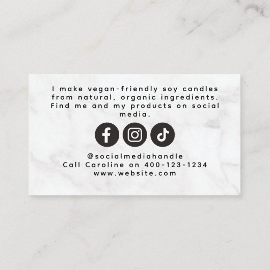 Carte D'appel Machine à bougies en marbre (Dos)