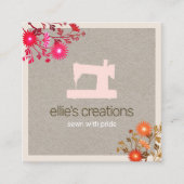 Carte D'appel Machine à coudre florale Seamstress ou Tailor Kraf (Devant)