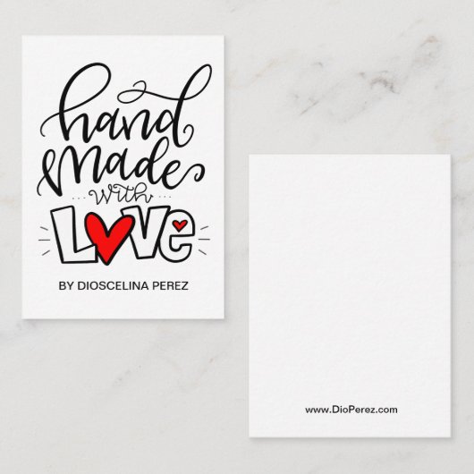 Carte D'appel Mains Fabriquées Avec Amour, (Devant / Derrière)