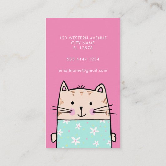 Carte d'appel maman chat mignonne (Dos)